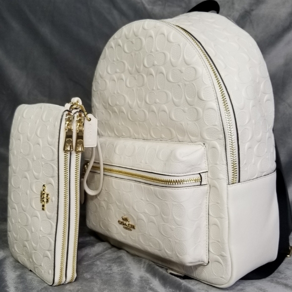 COACH 2P SIGNATURE EMBOSSED BACKPACK XL WRISTLET - Picture 2 of 12